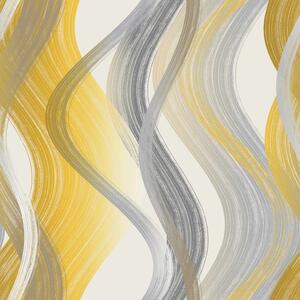 Metráž dekorační látka SOFT 391102-117 - Vlny žluté