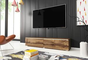 TV stolek LOWBOARD D 180, 180x30x32, dub wotan/černá lesk
