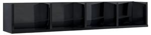 Nástěnná police na CD černá vysoký lesk 100x18x18cm dřevotříska