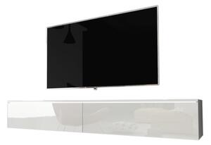 TV stolek MENDES D 180, 180x30x32, bílá/bílá lesk