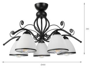 Přisazený lustr RETRO 5xE27/60W/230V černá/bílá