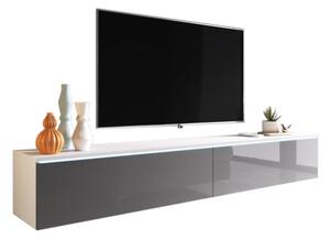 TV stolek MENDES D 180, 180x30x32, bílá/šedá lesk