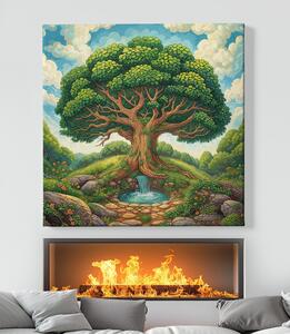 Obraz na plátně - Strom života Kouzelná studánka FeelHappy.cz Velikost obrazu: 80 x 80 cm