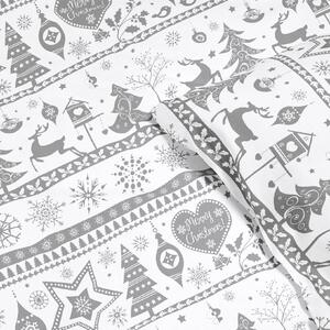 Goldea vánoční bavlněné ložní povlečení - vánoční symboly na bílém 140 x 200 a 70 x 90 cm
