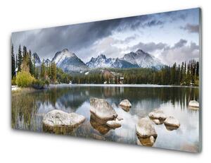 Obraz na skle Jezero Hory Les Krajina 120x60 cm