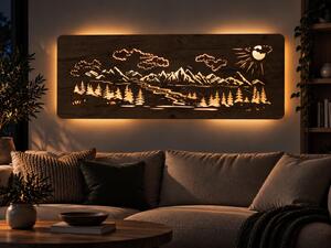 "Hory, les" světelný obraz 230V 120x40 cm provedení povrchu: dub světlý