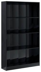 4patrová knihovna vysoký lesk černá 80x24x142 cm dřevotříska