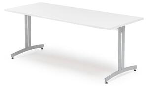 AJ Produkty Stůl SANNA, 1800x800x720 mm, stříbrná/bílá