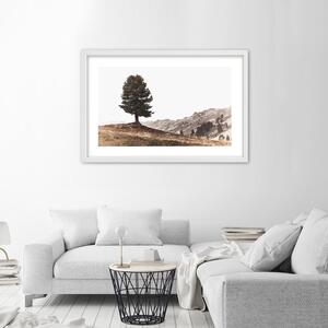 Plakát Strom na kopci Barva rámu: Hnědá, Rozměry: 100 x 70 cm