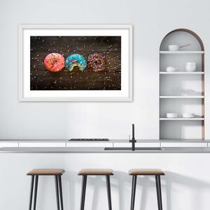 Plakát Barevné koblihy Barva rámu: Hnědá, Rozměry: 100 x 70 cm