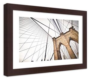 Gario Plakát Výstavba Brooklynského mostu Barva rámu: Hnědá, Velikost: 100 x 70 cm
