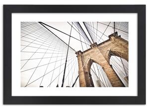 Plakát Výstavba Brooklynského mostu Barva rámu: Bílá, Rozměry: 100 x 70 cm
