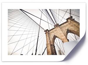 Plakát Výstavba Brooklynského mostu Barva rámu: Hnědá, Rozměry: 100 x 70 cm