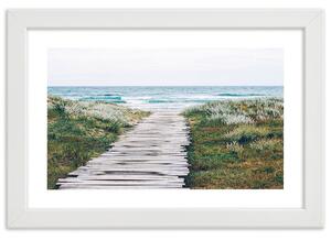 Plakát Dřevěná cesta k moři Barva rámu: Bílá, Rozměry: 100 x 70 cm