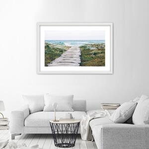 Plakát Dřevěná cesta k moři Barva rámu: Bílá, Rozměry: 100 x 70 cm