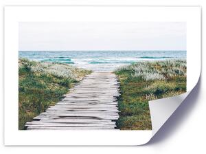 Plakát Dřevěná cesta k moři Barva rámu: Hnědá, Rozměry: 100 x 70 cm