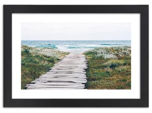 Plakát Dřevěná cesta k moři Barva rámu: Hnědá, Rozměry: 100 x 70 cm