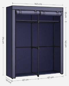 SONGMICS Látková šatní skříň - modrá - 140x174x43 cm