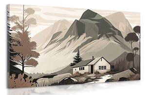 Obraz skandinávská chata v horách