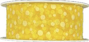 Stuha organzová SPOTS transparentní, žlutá 40mm x 20m (9,-Kč/m)