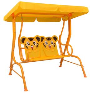 Dětská houpací lavice žlutá 115 x 75 x 110 cm textil
