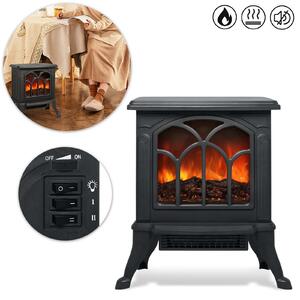 LARS360 Elektrický krb s ventilátorem Black, LED krb Effek Fireplace Flame Effect, elektrický krb s výkonem 750/1500 W, 2 úrovně ohřevu Topení Kamna Tichý