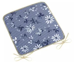 Sedák hladký DITA 410 - Modrá kostička s květem