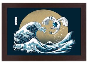 Plakát Tsunami - japonský motiv Barva rámu: Hnědá, Rozměry: 100 x 70 cm