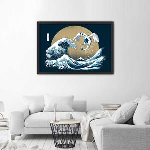 Plakát Tsunami - japonský motiv Barva rámu: Hnědá, Rozměry: 100 x 70 cm