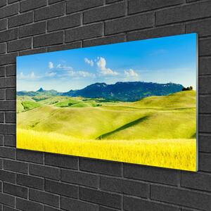 Obraz na skle Vesnice Hory Krajina 125x50 cm