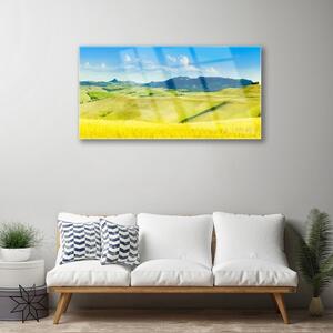 Obraz na skle Vesnice Hory Krajina 120x60 cm