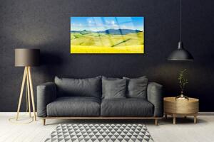 Obraz na skle Vesnice Hory Krajina 100x50 cm