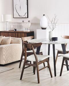 Sada 2 dřevěných jídelních židlí tmavé dřevo/bílá LYNN