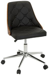 OTOČNÁ ŽIDLE, vzhled kůže, černá, barvy teak MID.YOU - Otočné židle, Online Only