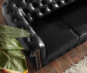 Chesterfield Bis: Pohovka 3M antique Black s puncy