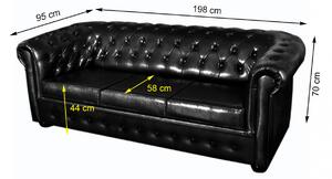 Chesterfield Bis: Pohovka 3M antique Black s puncy