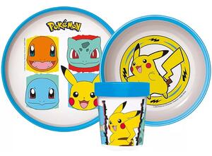 Sada plastového nádobí Pokémoni s kelímkem a protiskluzem - 3 díly