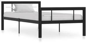 Rám postele černý a bílý kov 90 x 200 cm