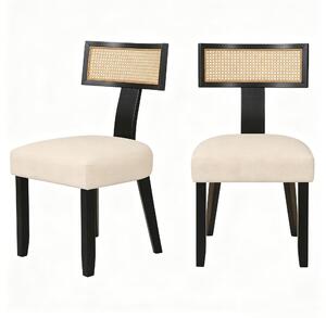KOMFOTTEU jídelní židle, dřevěná, ratanová kuchyňská židle, jídelní židle s opěradlem, polstrování a dřevěné nohy. Ergonomické dřevěné židle, vhodné do jídelny, obývacího pokoje a kuchyně, s nosností až 180 kg