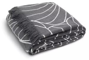Bavlněná deka s třásněmi List tmavě šedý - 150/200