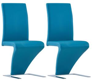 Jídelní židle s cik-cak designem 2 ks modré umělá kůže