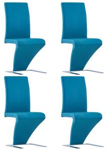 Jídelní židle s cik-cak designem 4 ks modré umělá kůže