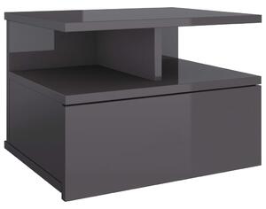 Nástěnný noční stolek šedý vysoký lesk 40x31x27 cm dřevotříska