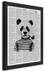 Plakát Panda s dýmkou Barva rámu: Černá, Rozměry: 20 x 30 cm