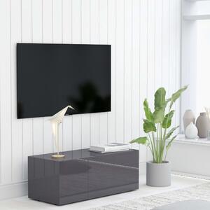 TV stolek šedý s vysokým leskem 80 x 34 x 30 cm dřevotříska