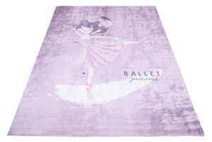 Fialový dětský koberec s motivem baletky na Eiffelovke
