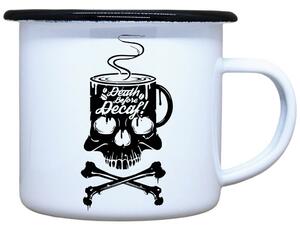 Smaltovaný plecháček s potiskem Decaf Objem: 330 ml