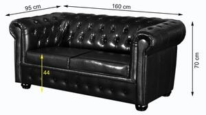 Chesterfield Bis: Pohovka 2M antique black s puncy