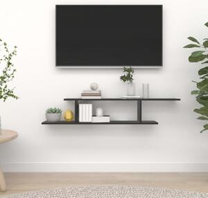 Nástěnná TV police černá 125 x 18 x 23 cm dřevotříska