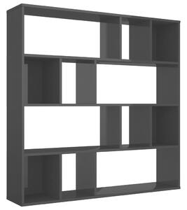 Zástěna/knihovna černá vysoký lesk 110 x 24 x 110 cm dřevotříska
